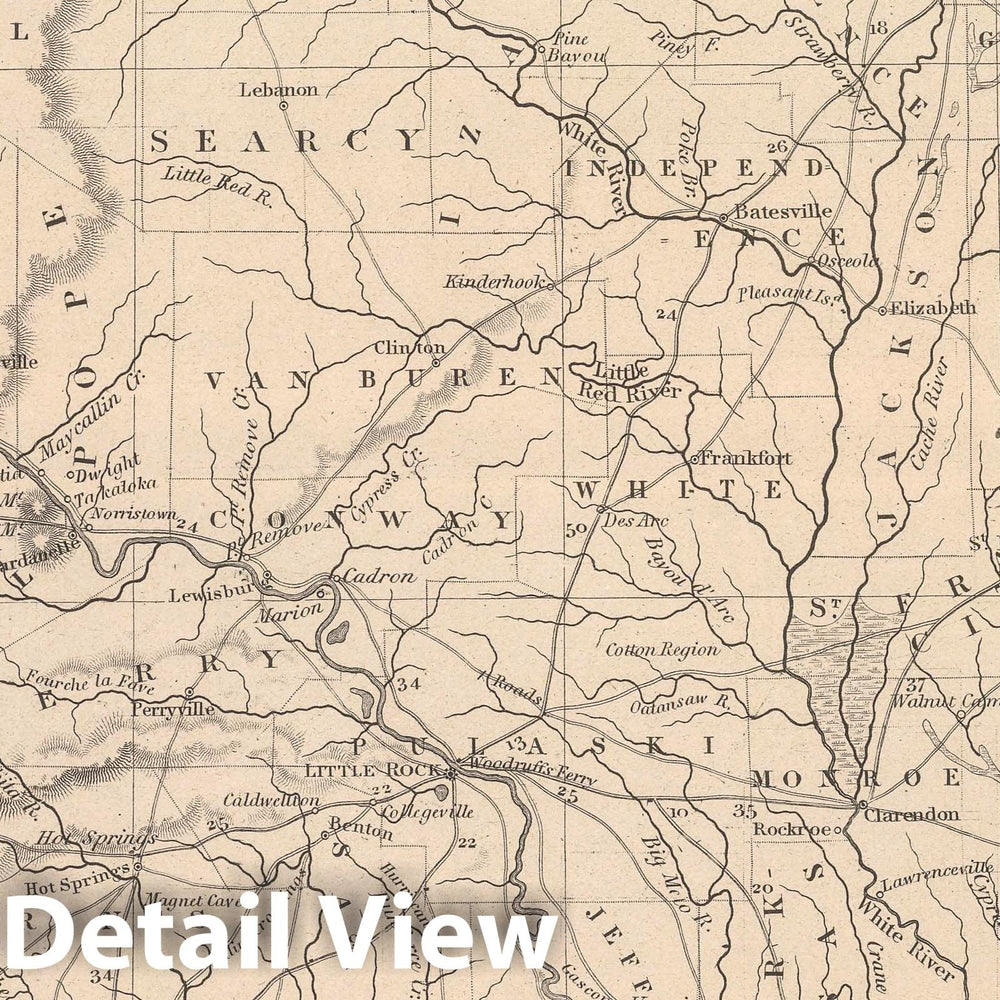 Historic Map : 1848 Arkansas. v1 - Vintage Wall Art