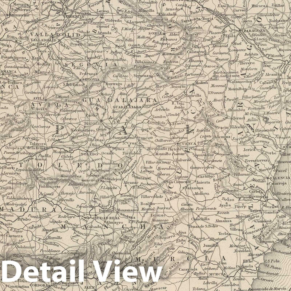 Historic Map : 1848 Spain and Portugal. v2 - Vintage Wall Art