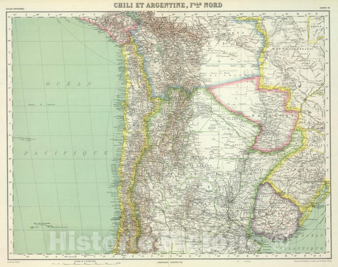 Historic Map : Argentina; Chile, 1930 Chili et Argentine, Flle. Nord. , Vintage Wall Art