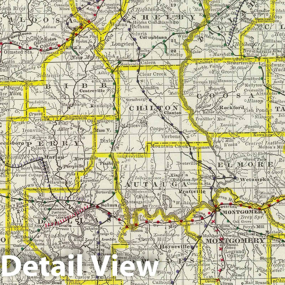 Historic Map : National Atlas - 1889 Alabama. - Vintage Wall Art