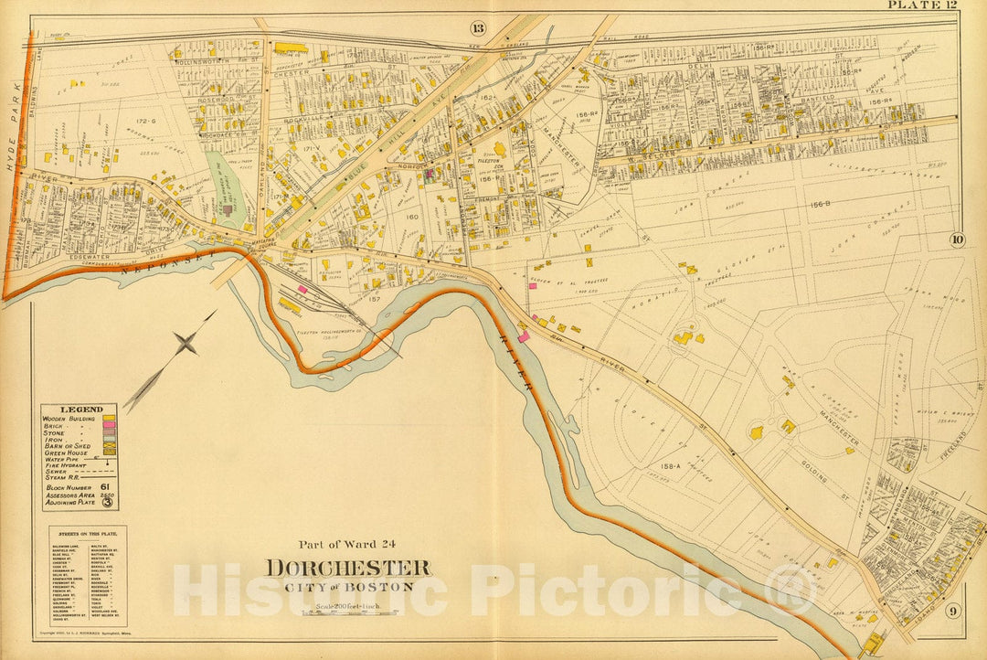 Historic Map : City Atlas - 1899 12. Ward 24 Dorchester. - Vintage Wall Art