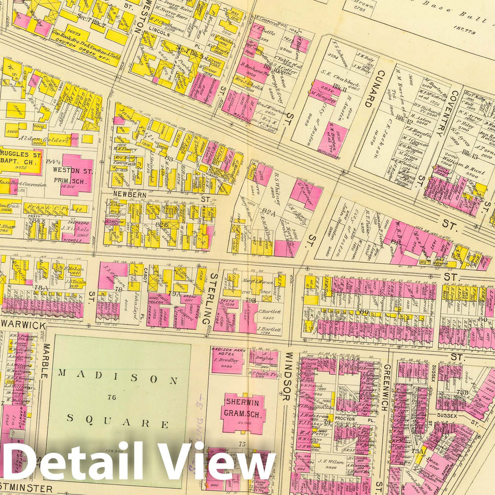 Historic Map : City Atlas - 1895 20. Ward 18. - Vintage Wall Art