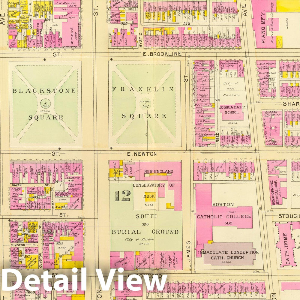 Historic Map : City Atlas - 1895 17. Wards 9, 12. - Vintage Wall Art