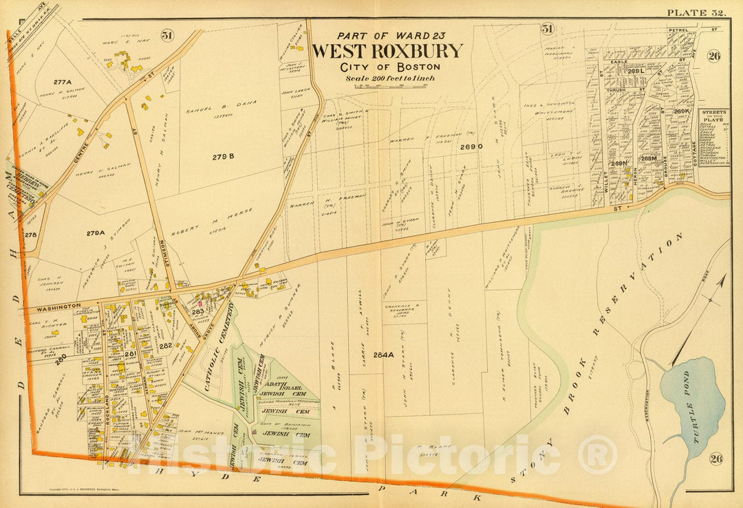 Historic Map : City Atlas - 1899 32. Ward 23 West Roxbury. - Vintage Wall Art