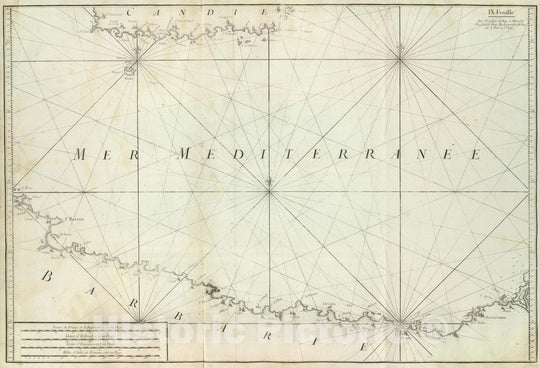 Historic Wall Map : Libya; Crete, Crete 1764 Carte De La Mer Mediterranee. IX. , Vintage Wall Art