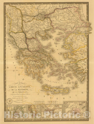 Historic Map : Albania; Greece, 1840 Grece Ancienne, Macedoine, Thrace, a. , Vintage Wall Art