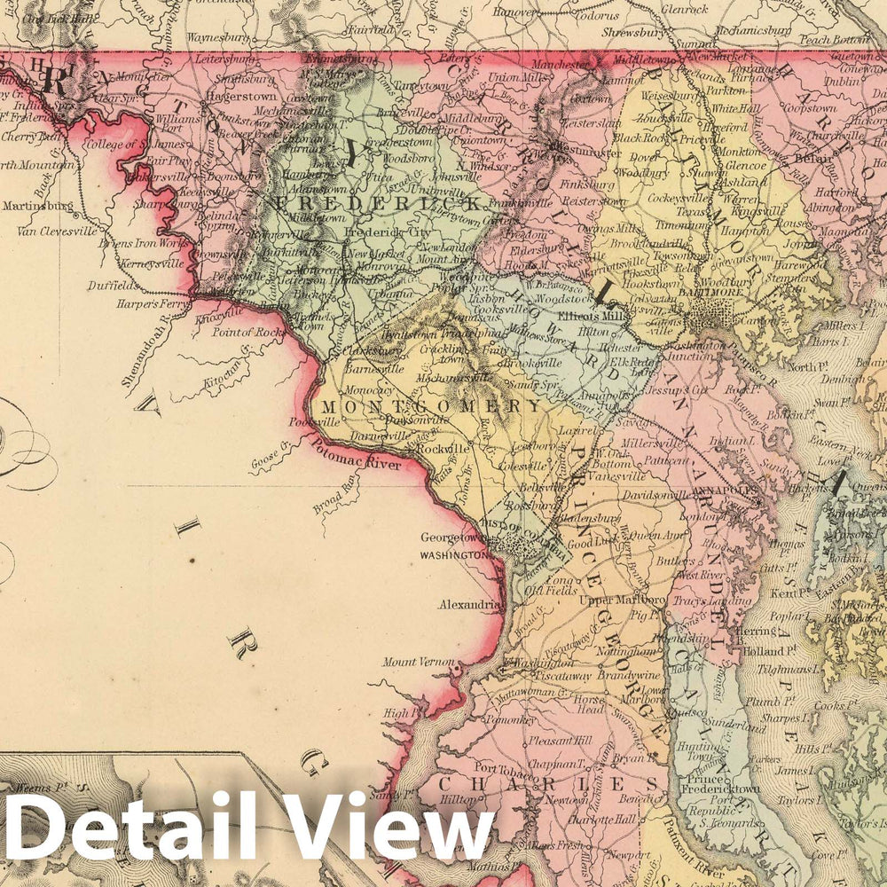 Historic Map : 1859 Maryland and Delaware. - Vintage Wall Art