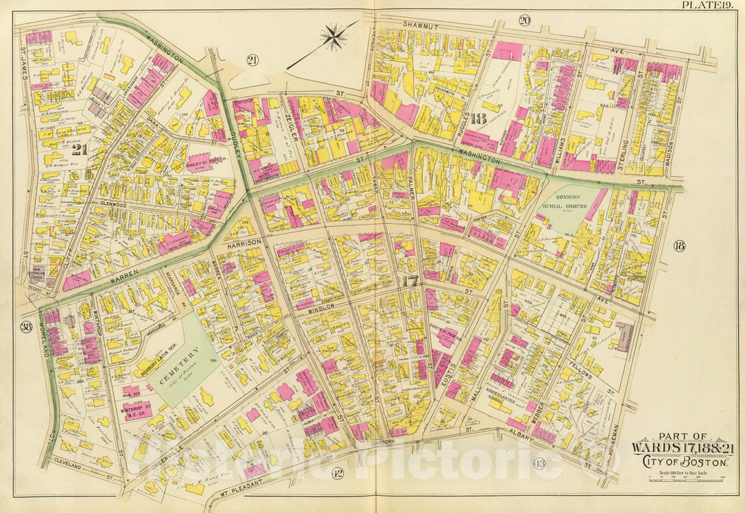 Historic Map : City Atlas - 1895 19. Wards 17-18, 21. - Vintage Wall Art
