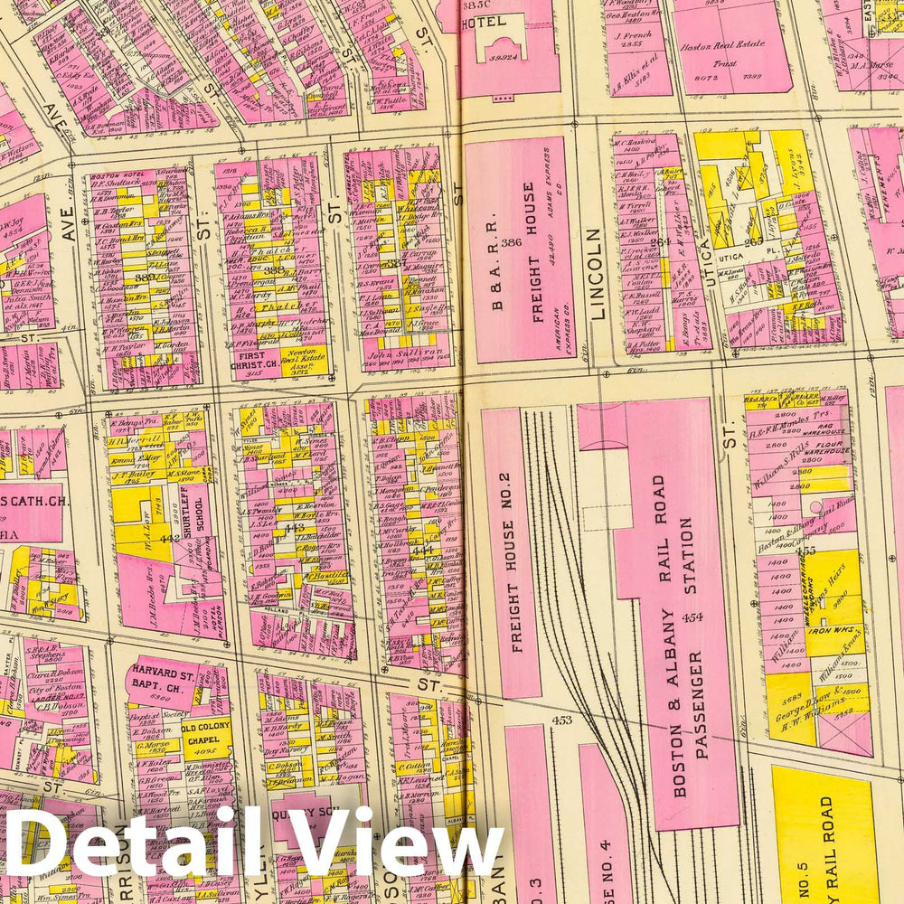 Historic Map : City Atlas - 1895 14. Ward 7. - Vintage Wall Art