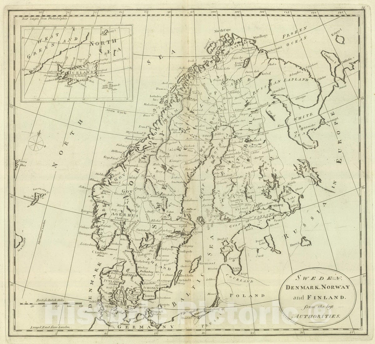 Historic Map : 1824 Sweden, Denmark, Norway, and Finland from the Best Authorities. - Vintage Wall Art