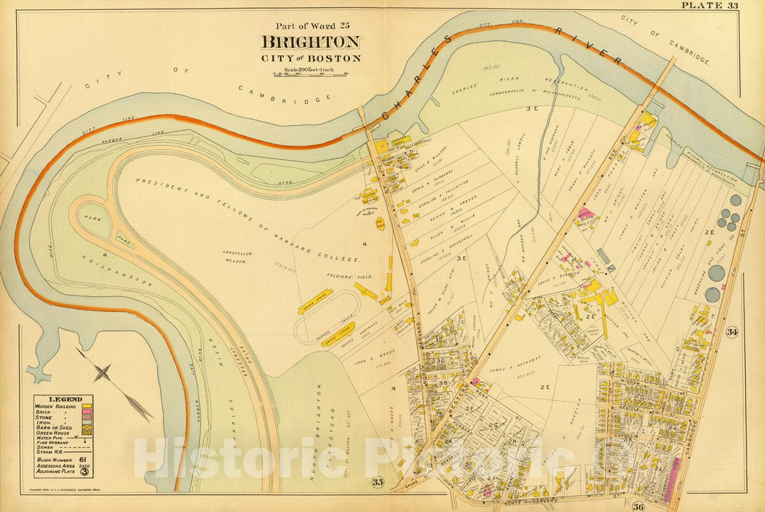 Historic Map : City Atlas - 1899 33. Ward 25 Brighton. - Vintage Wall Art