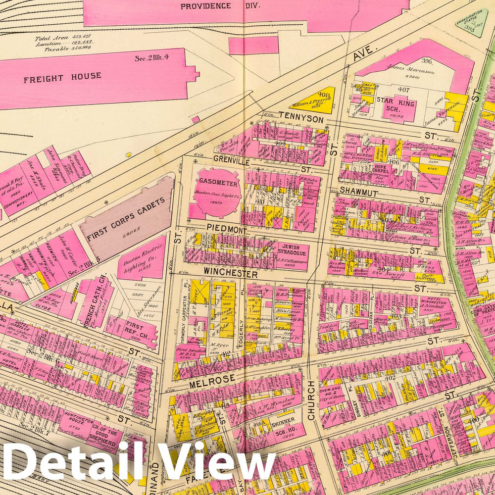 Historic Map : City Atlas - 1895 13. Wards 7, 10-11. - Vintage Wall Art