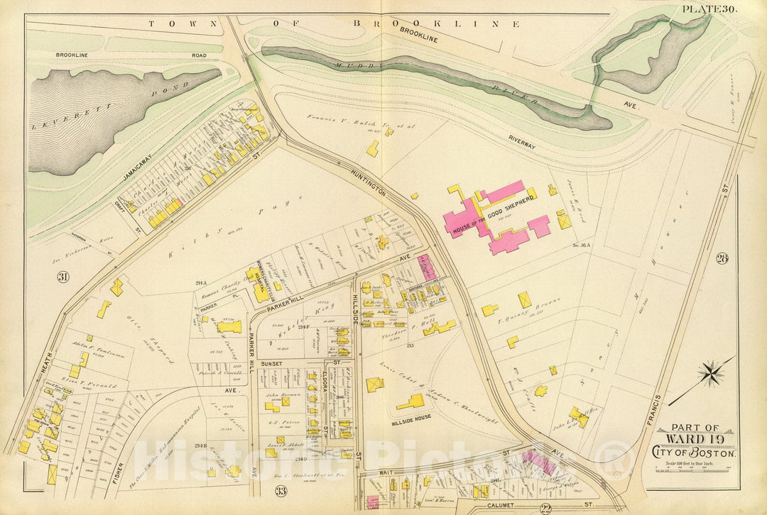 Historic Map : City Atlas - 1895 30. Ward 19. - Vintage Wall Art