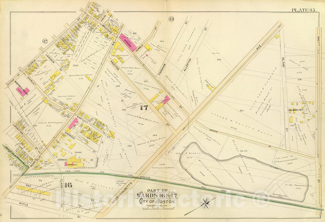 Historic Map : City Atlas - 1895 45. Wards 16-17. - Vintage Wall Art