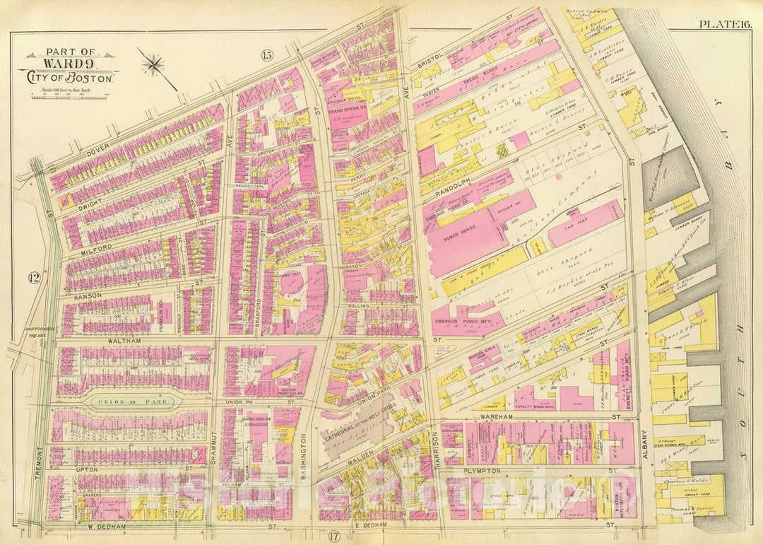 Historic Map : City Atlas - 1895 16. Ward 9. - Vintage Wall Art