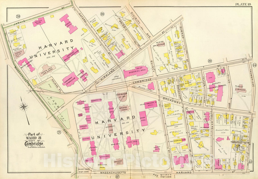Historic Map : City Atlas - 1903 18. Ward 8. - Vintage Wall Art