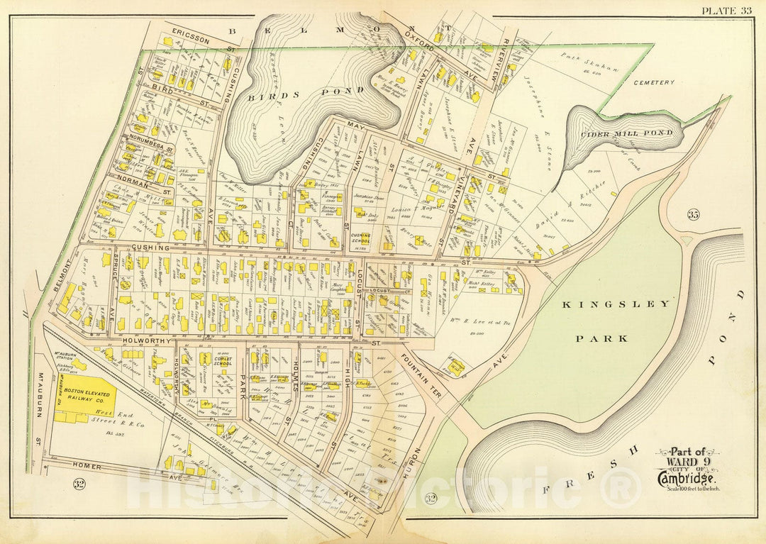 Historic Map : City Atlas - 1903 33. Ward 9. - Vintage Wall Art