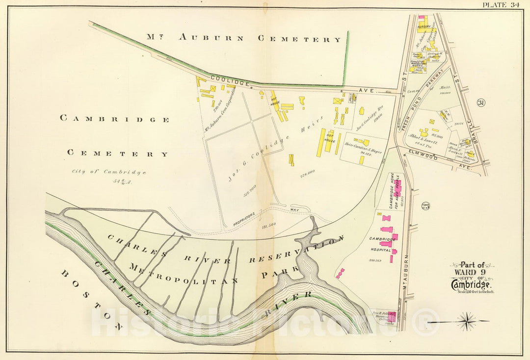 Historic Map : City Atlas - 1903 34. Ward 9. - Vintage Wall Art