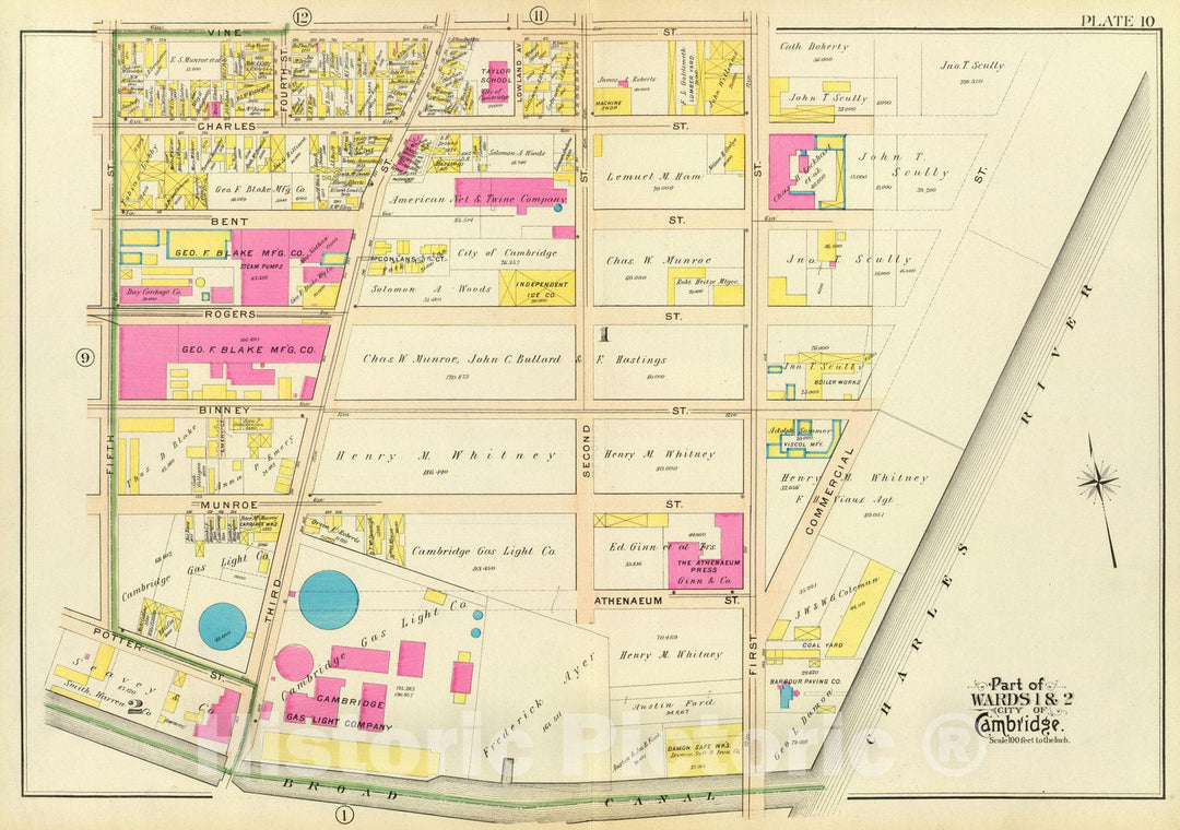 Historic Map : City Atlas - 1903 10. Wards 1-2. - Vintage Wall Art