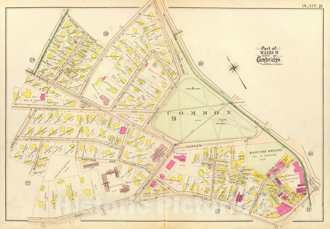 Historic Map : City Atlas - 1903 21. Ward 9. - Vintage Wall Art