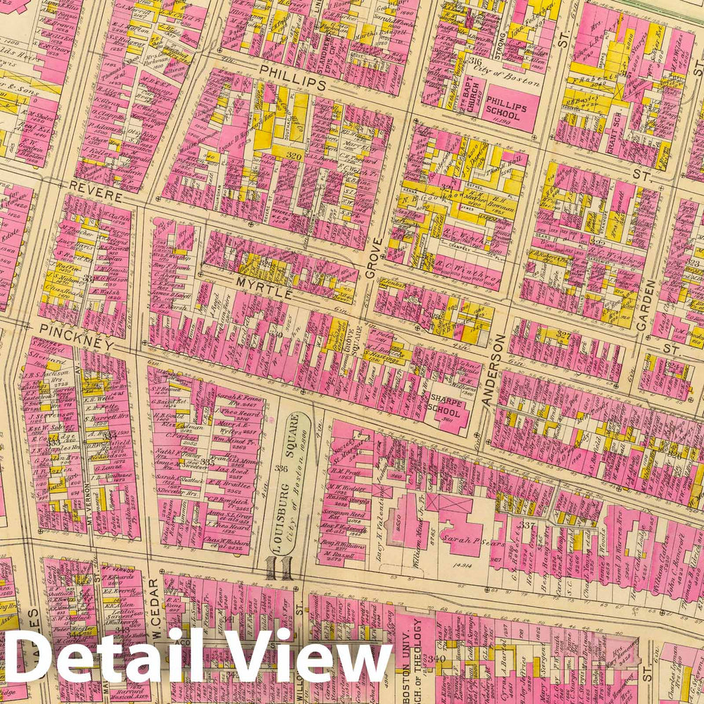 Historic Map : City Atlas - 1895 7. Wards 8, 11. - Vintage Wall Art