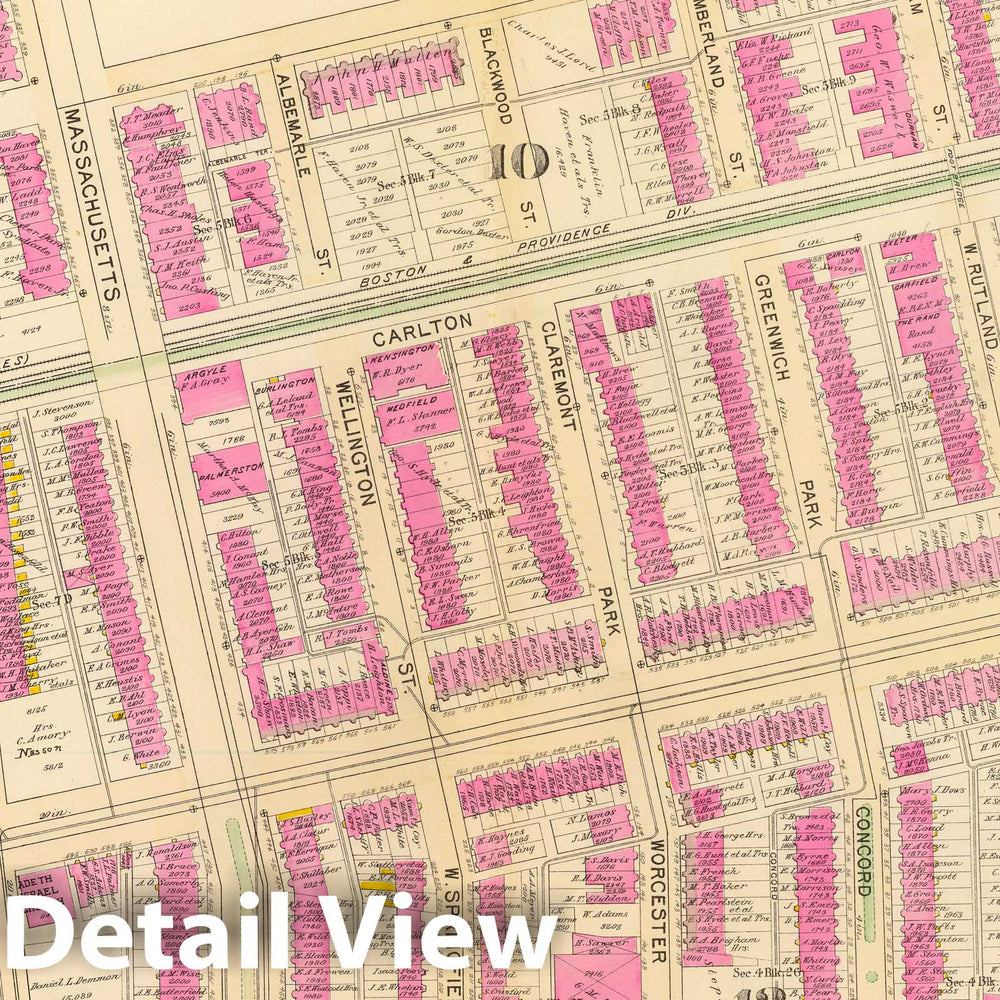Historic Map : City Atlas - 1895 11. Wards 10, 12, 18. - Vintage Wall Art