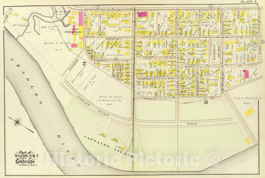 Historic Map : City Atlas - 1903 4. Wards 6-7. - Vintage Wall Art