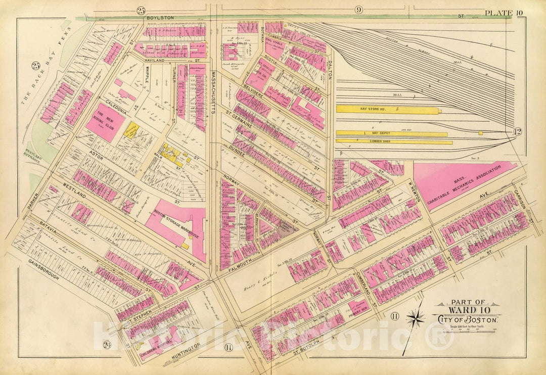 Historic Map : City Atlas - 1895 10. Ward 10. - Vintage Wall Art