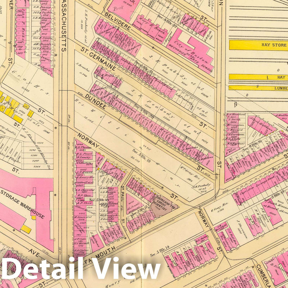Historic Map : City Atlas - 1895 10. Ward 10. - Vintage Wall Art