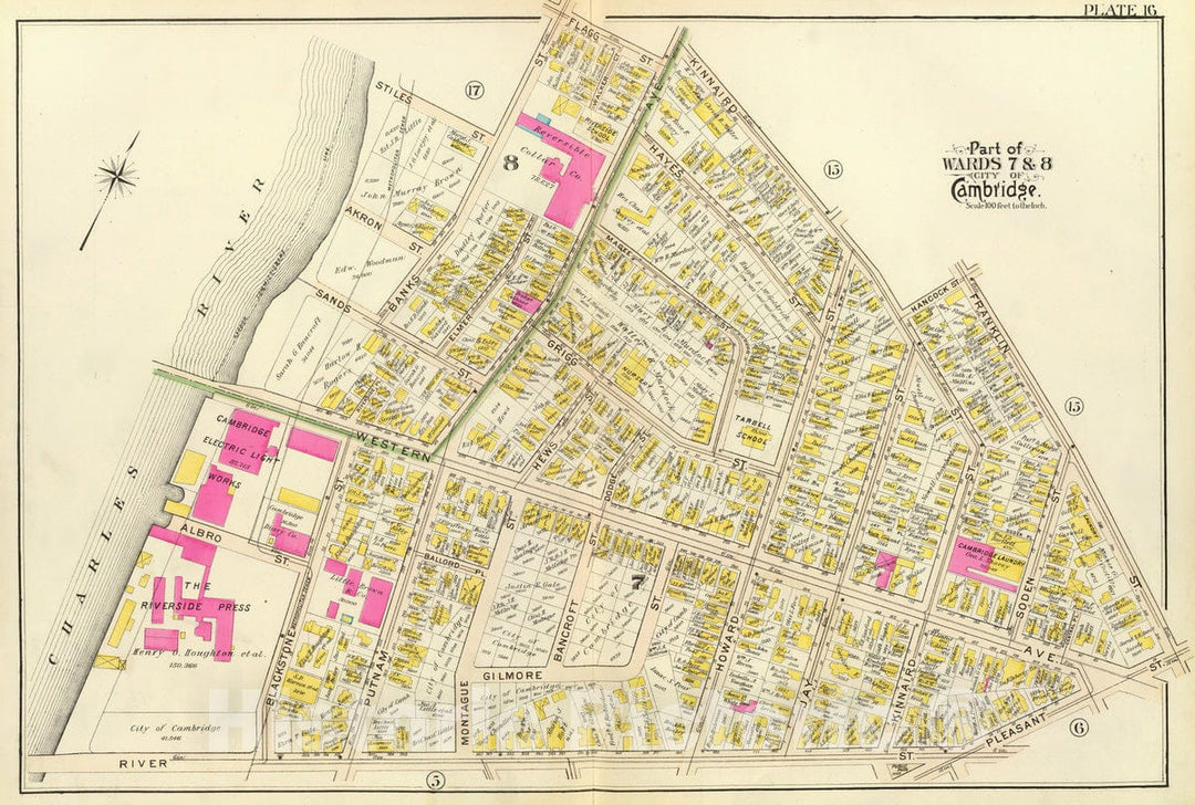 Historic Map : City Atlas - 1903 16. Wards 7-8. - Vintage Wall Art