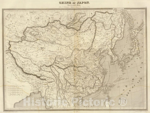 Historic Map : China; Japan, 1837 Chine et Japon. , Vintage Wall Art