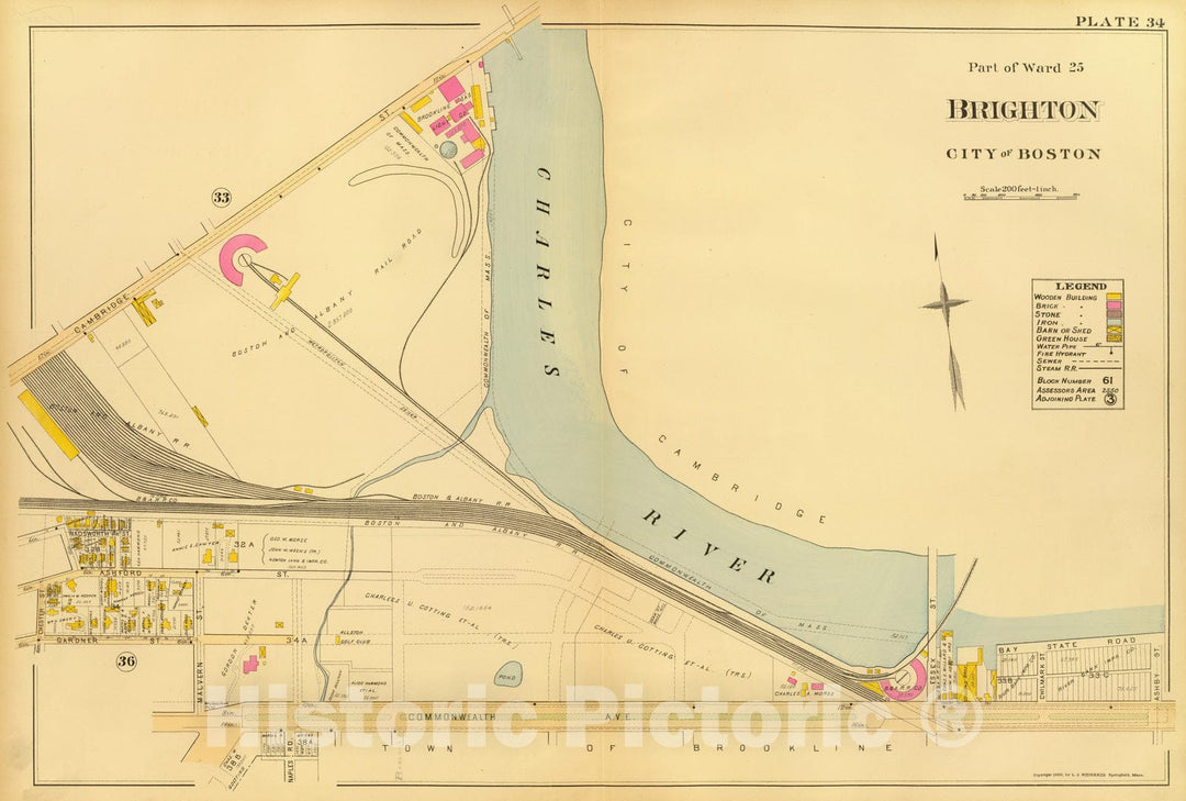 Historic Map : City Atlas - 1899 34. Ward 25 Brighton. - Vintage Wall Art