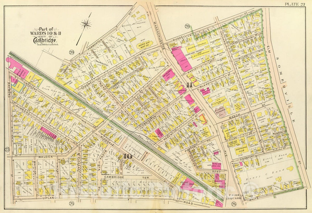 Historic Map : City Atlas - 1903 27. Wards 10-11. - Vintage Wall Art