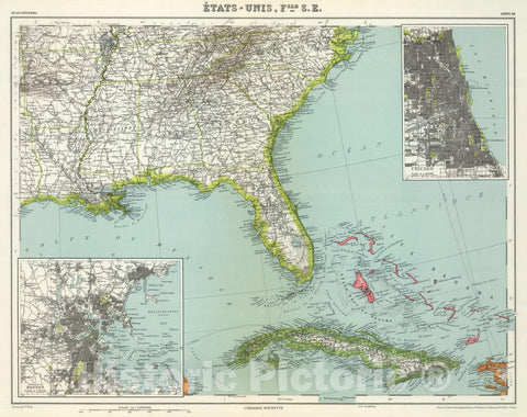 Historic Map : Bahamas; United States, 1935 Etats Unis Flle. S.E. , Vintage Wall Art