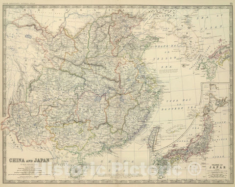 Historic Map : 1879 China and Japan. - Vintage Wall Art