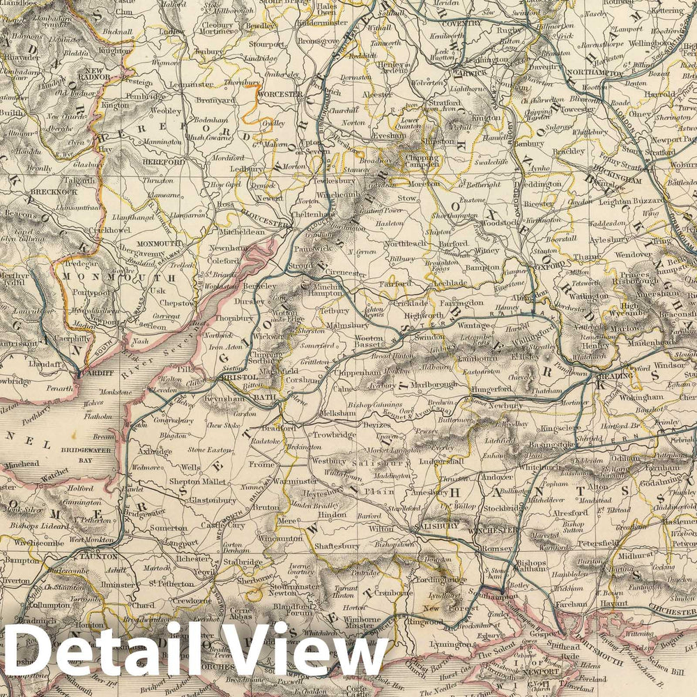 Historic Map : 1847 England and Wales Railway Map (southern half). - Vintage Wall Art