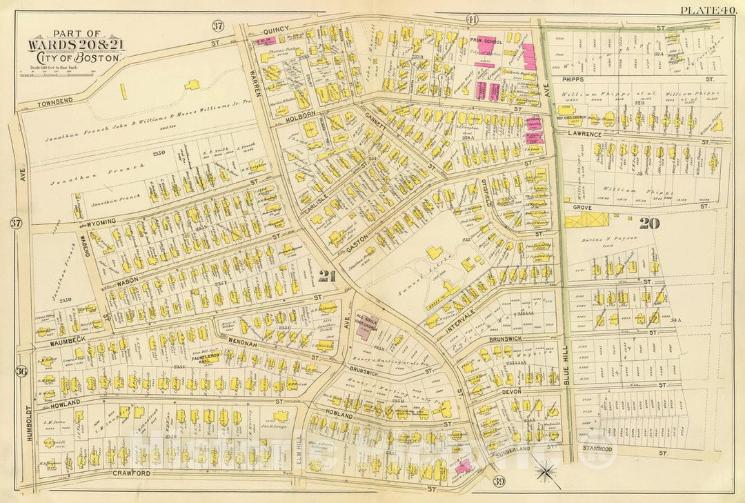 Historic Map : City Atlas - 1895 40. Wards 20-21. - Vintage Wall Art
