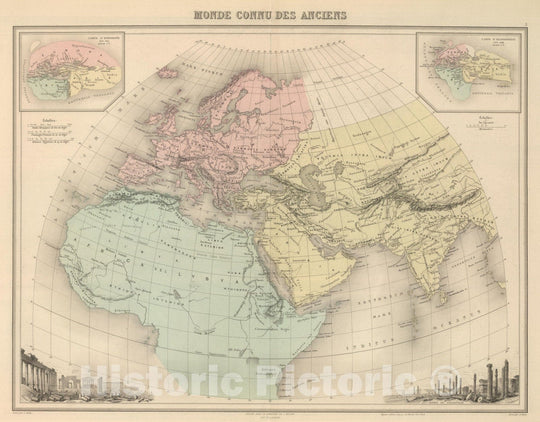 Historic Map : 1892 Monde connu des anciens. - Vintage Wall Art
