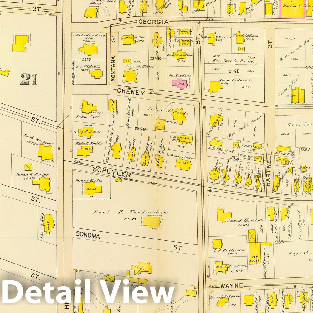 Historic Map : City Atlas - 1895 39. Ward 20-21. - Vintage Wall Art