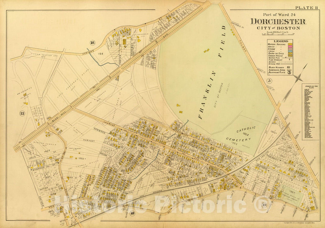 Historic Map : City Atlas - 1899 11. Ward 24 Dorchester. - Vintage Wall Art