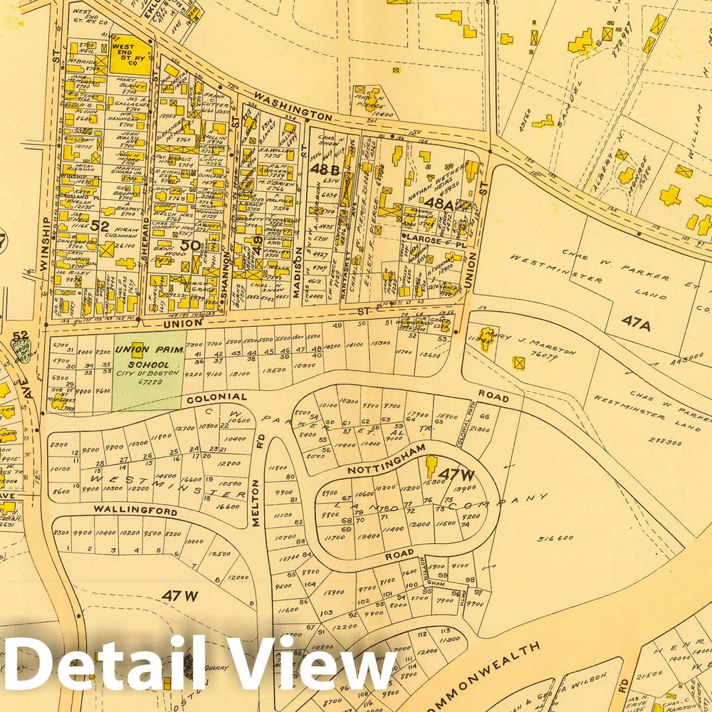 Historic Wall Map : City Atlas - 1899 38. Ward 25 Brighton. - Vintage Wall Art