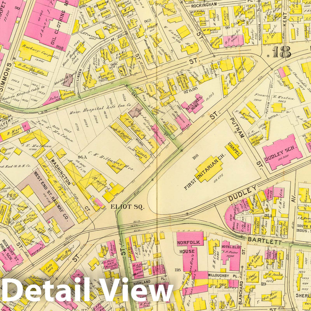 Historic Map : City Atlas - 1895 21. Wards 18-19, 21. - Vintage Wall Art