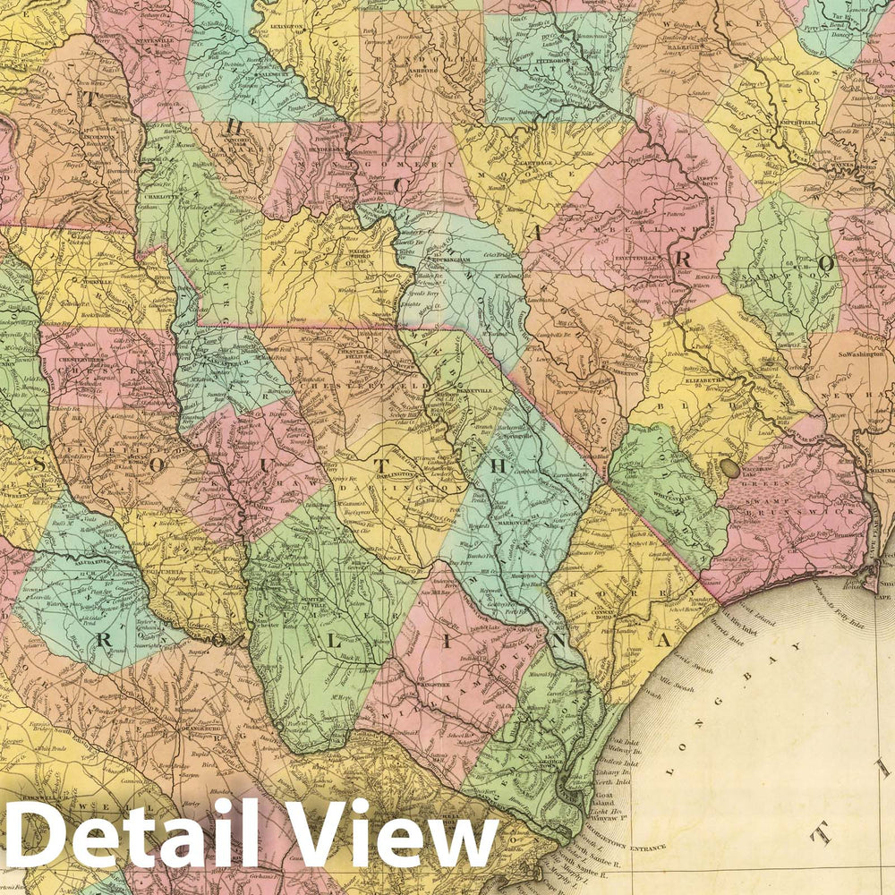 Historic Map : 1827 North & South Carolina. - Vintage Wall Art