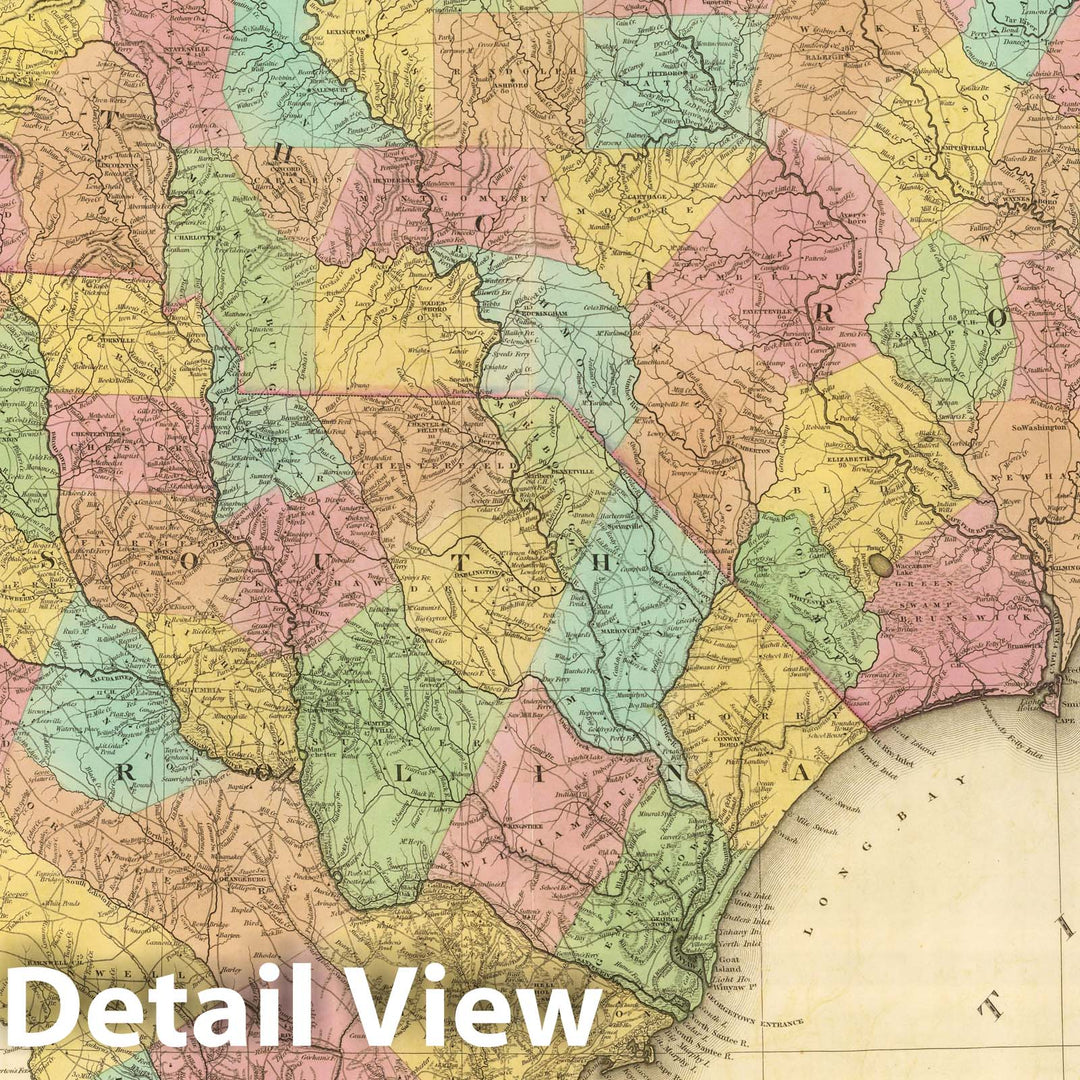 Historic Map : 1827 North & South Carolina. - Vintage Wall Art