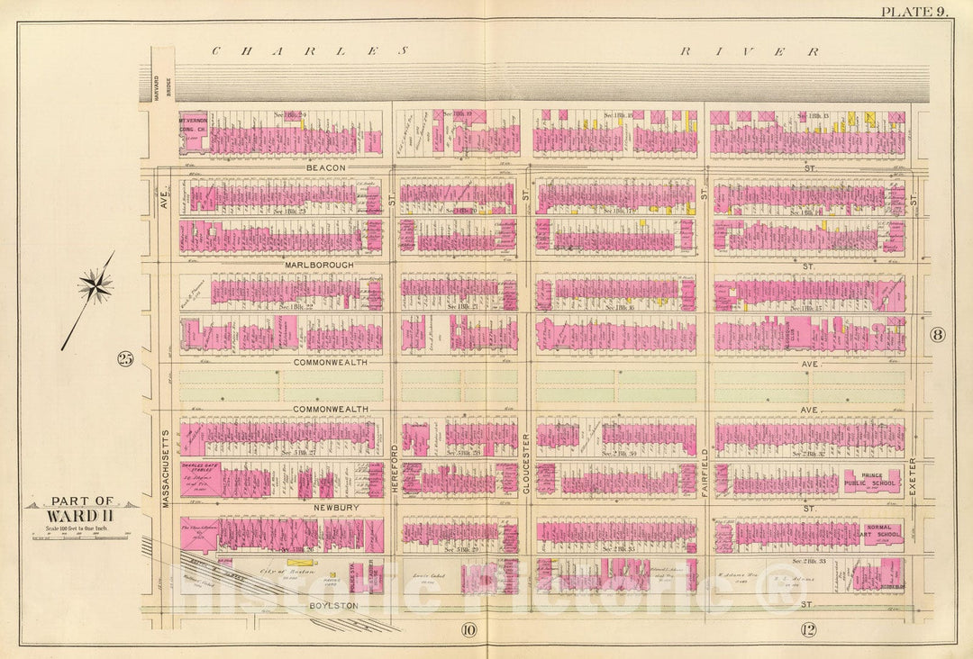 Historic Map : City Atlas - 1895 9. Ward 11. - Vintage Wall Art