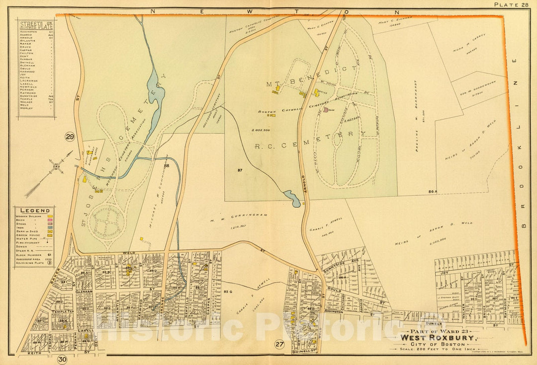 Historic Wall Map : City Atlas - 1899 28. Ward 23 West Roxbury. - Vintage Wall Art