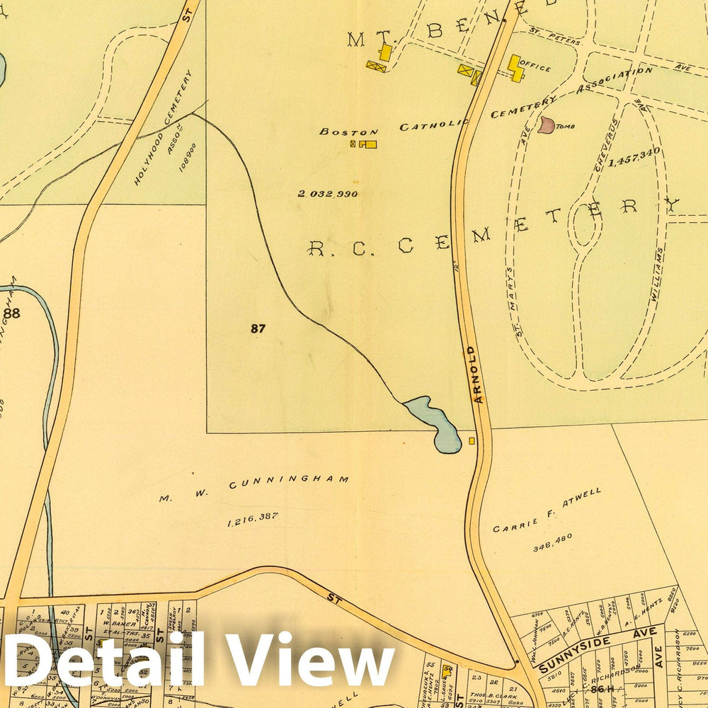 Historic Wall Map : City Atlas - 1899 28. Ward 23 West Roxbury. - Vintage Wall Art