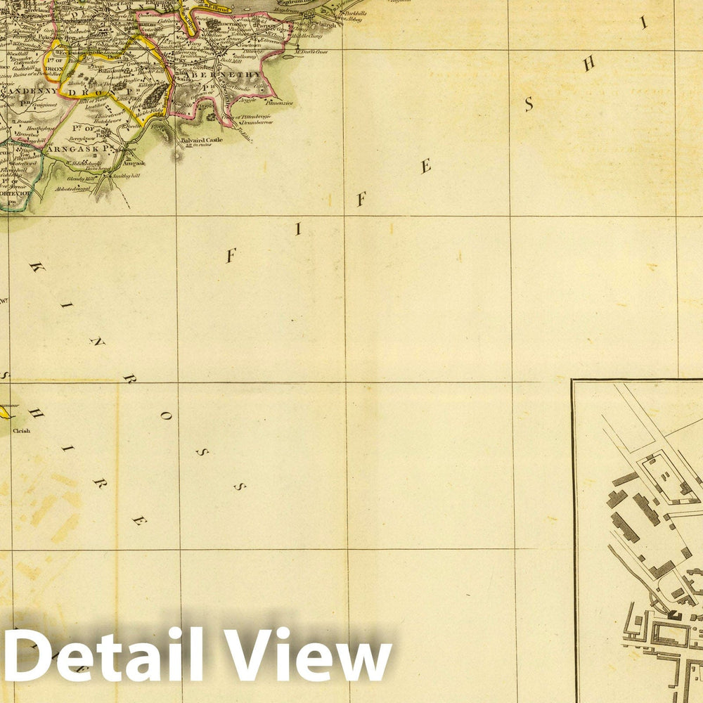 Historic Map : Scotland , Perth (Scotland), 1832 Perthshire SE. , Vintage Wall Art