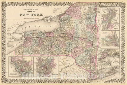 Historic Map : 1880 New York State. - Vintage Wall Art