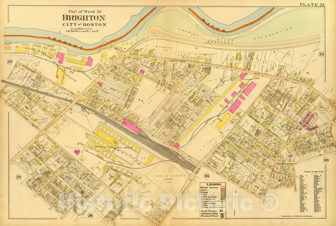 Historic Map : City Atlas - 1899 35. Ward 25 Brighton. - Vintage Wall Art
